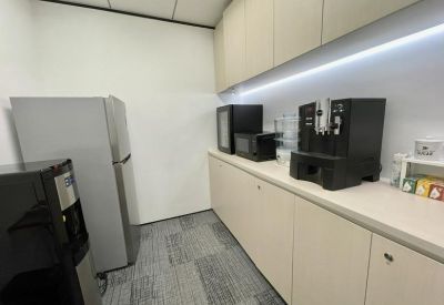 Private two-person office suite with desks and ergonomic chairs, Lippo Sun Plaza, Tsim Sha Tsui, Hong Kong.