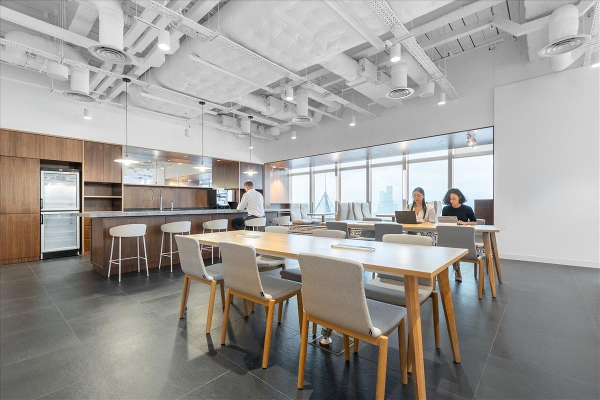 Spacious communal kitchen and dining area at Hysan Place, 500 Hennessy Road, 31 & 32/F, Hong Kong.