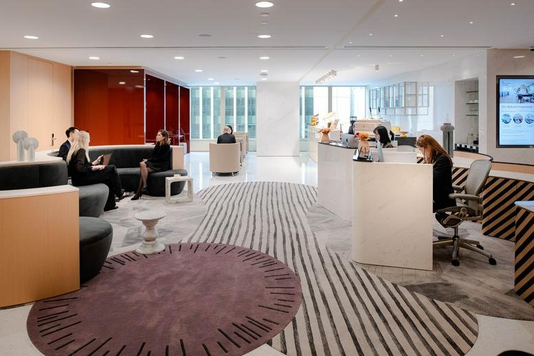 Spacious, modern reception and lounge area at One IFC, 1 Harbour View Street.